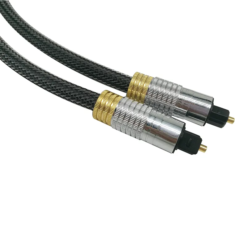 High quality Gold Digital Optical fiber cable Toslink Cable with Brass Metal Shell and Durable Nylon Braiding