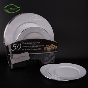 Assiettes jetables en plastique PS écologiques modernes pour mariage, vente chaude personnalisée, 50 pièces de 7,5 pouces et 50 pièces de 10,25 pouces - Product Image 3