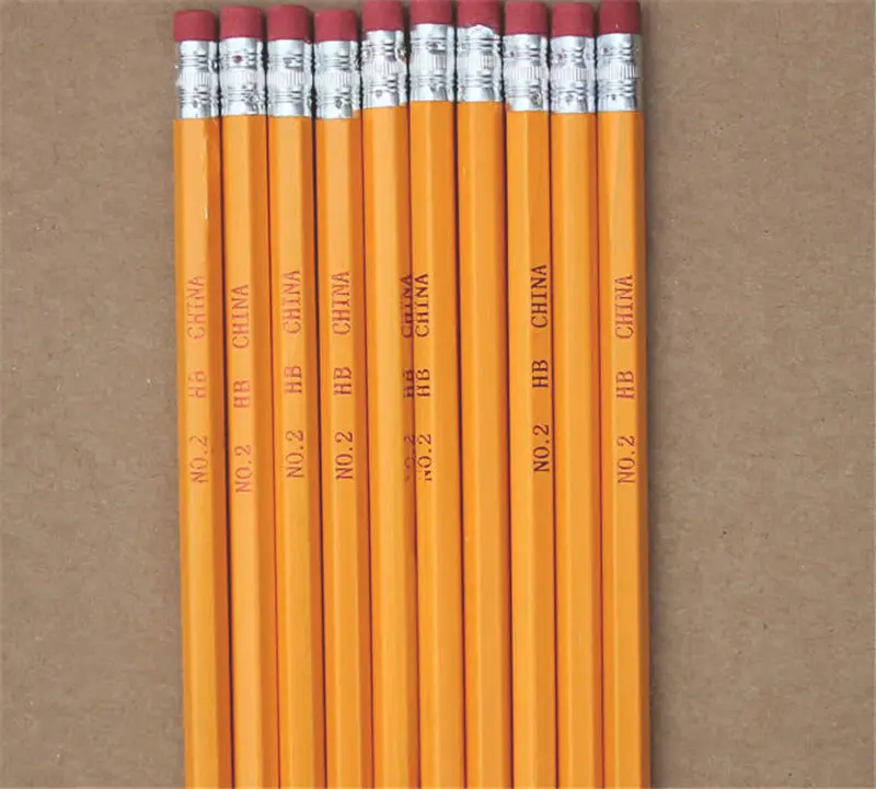 ดินสอไม้สีเหลืองขายส่งราคาถูกพร้อมยางลบ