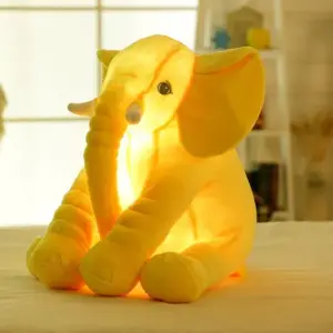 Customized Soft Plush Animal Cushion Glowing Soft Stuffed Plush Toy Elephant Pillow Flashing Led Light luminous Elephant Pillow