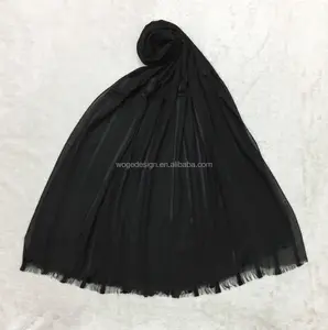 2024 Alibaba cn chaud populaire usine dames célèbre noir long hijab châles robe accessoire rayure plaine couleur unie viscose écharpe