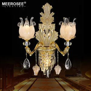 MEEROSEE-candelabro de pared de cristal de aleación de Zinc, luces de Color latón, soporte de cristal de Dragon Fruit para sala de estar, pasillo, MD85419