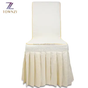 Townzi Hot sale 100% Polyester Material Jacquard Banquet Plain Style White Universal Chair Cover