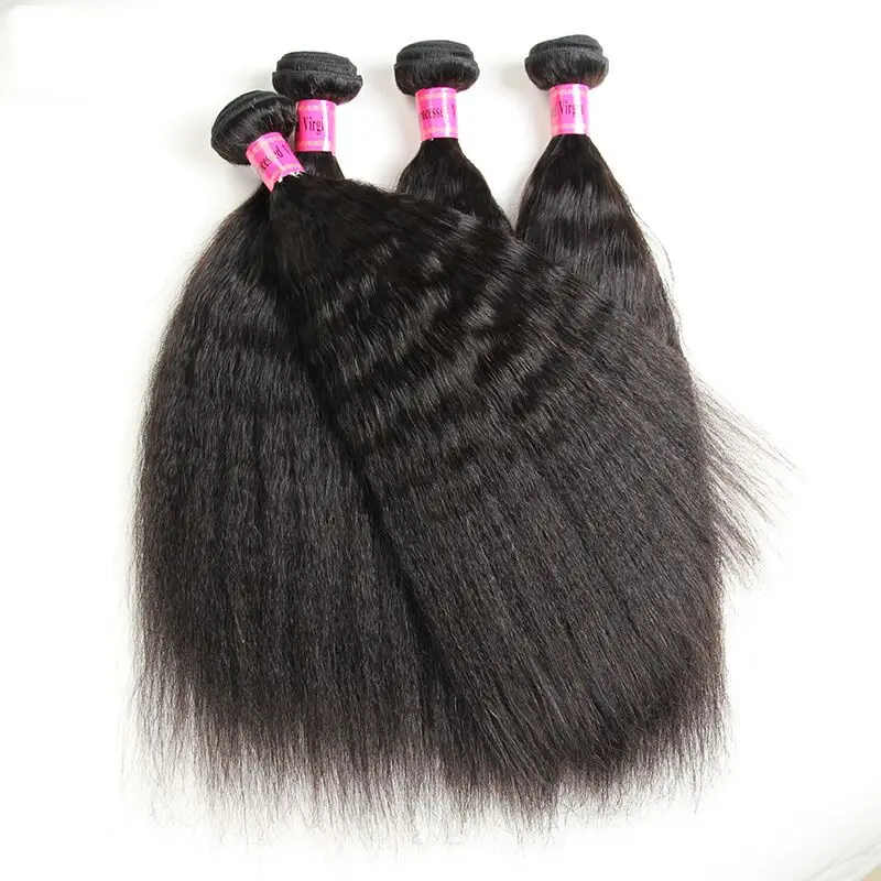 Menselijk Haar Bundels Remy Human Hair Weave 100% Raw Virgin Remy Yaki Kinky Straight Braziliaanse Haar May Queen 10-26Inch