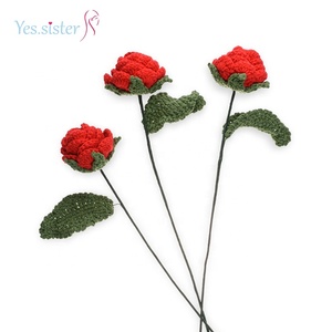 Saint Valentin Cadeau Décoration De Mariage À La Main Tige Rose Fleur Au Crochet - Product Image 4