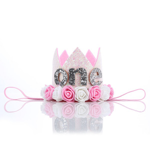 Felice Prima Festa Di Compleanno Cappelli Decor Cap di Un Cappello Di Compleanno Della Principessa <span class=keywords><strong>Corona</strong></span> 1st 2nd 3th Anno Vecchio Numero Del Bambino Bambini accessorio dei capelli - Product Image 1