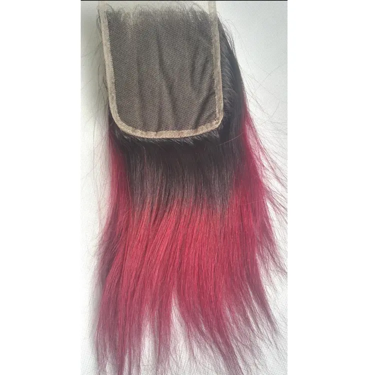 2022 factory stock ombre color closure in stock human hair two tone for women