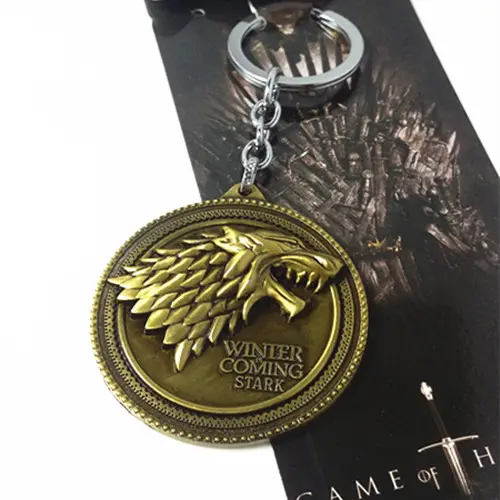 Metal electroplated Game Thrones key chain
