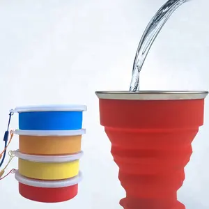 Taza de viaje de silicona plegable de 200 ml, taza plegable portátil a prueba de agua con tapa para té, café o agua en movimiento - Product Image 1