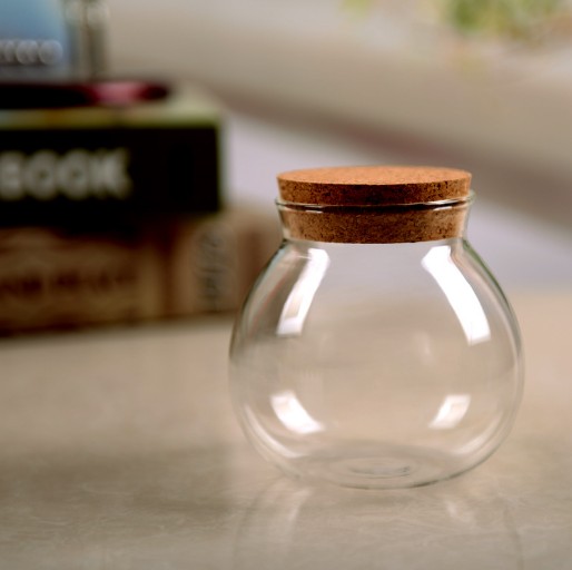 Food Storage Canister Glass Jars For Multi-Purpose Kitchen Containers Clear Round Glass Jar