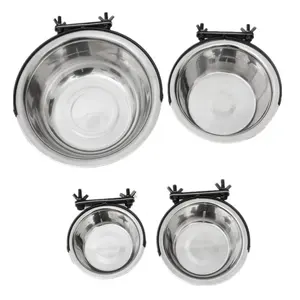 High quality pet bowl stainless color hanging stainless steel dog bowl for cage