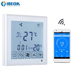 Fcu cuộn dây Quạt 2 ống màn hình cảm ứng HVAC Wifi phòng khách sạn nhiệt - Product Image 1