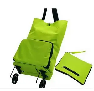 المصنع مباشرة بيع المحمولة طوي حقيبة عربة تسوق في المتجر مع عجلات حقيبة شراء الخضروات حقيبة للتسوق