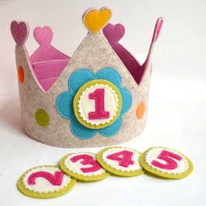 Corona di buon <span class=keywords><strong>compleanno</strong></span> carina con corona di feltro di età sostituibile per la festa di <span class=keywords><strong>compleanno</strong></span> dei bambini - Product Image 1