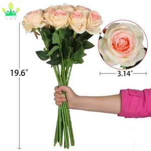 Rosa café flores de seda artificiales hoja Rosa boda decoración <span class=keywords><strong>Floral</strong></span> ramo paquete de 2 para la graduación Día del Padre y el día de la madre - Product Image 5