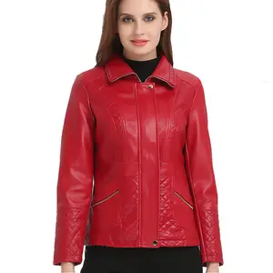 Spring short women pu leather jacket ladies black small leather jacket women red coat ladies jackets