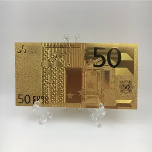 Uang antik 24K emas euro dengan 50 tagihan euro desain catatan untuk hadiah Natal anak-anak