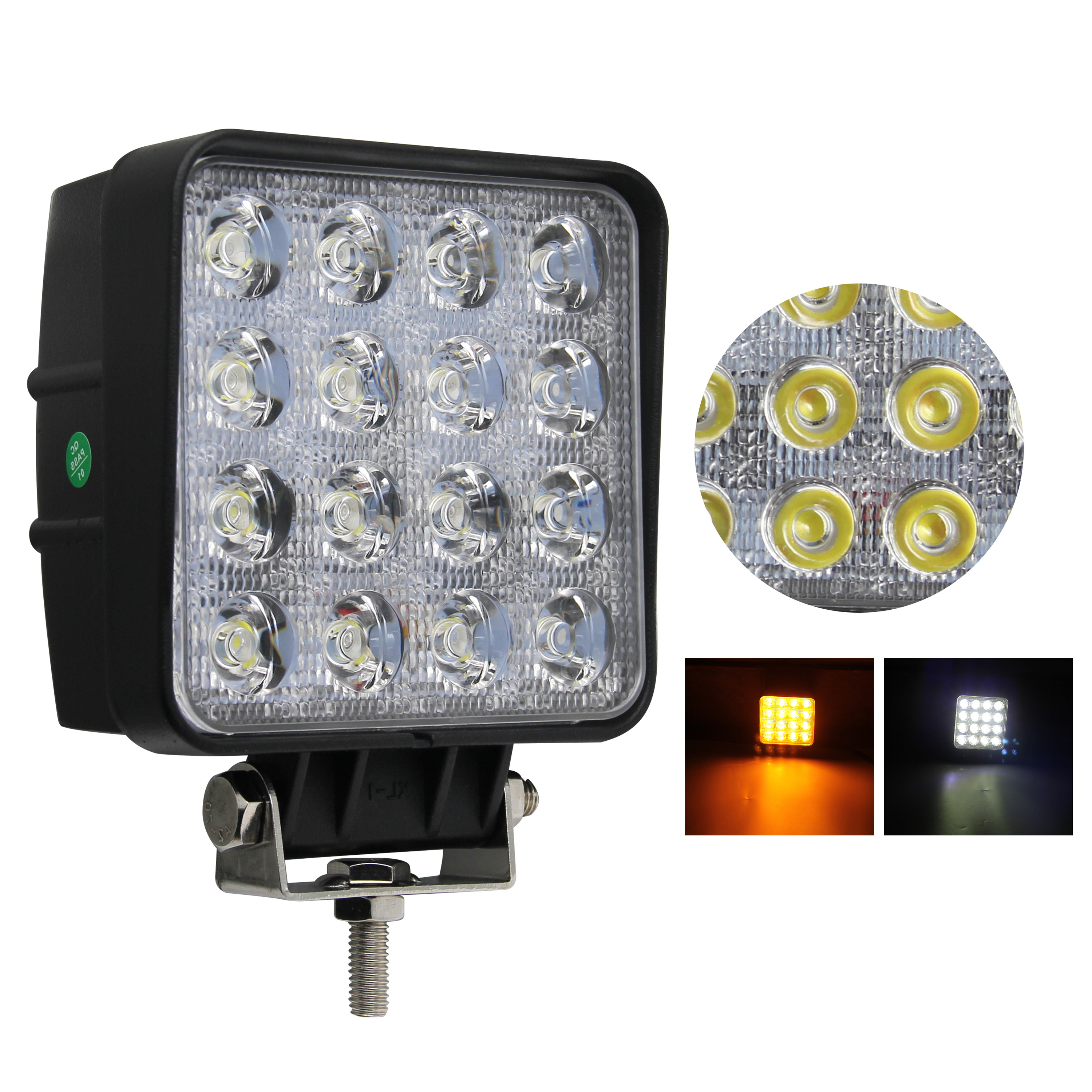 LED Project Lamp Amber White ColorSquare Truck Forklift Yellow 48W LED Work Light