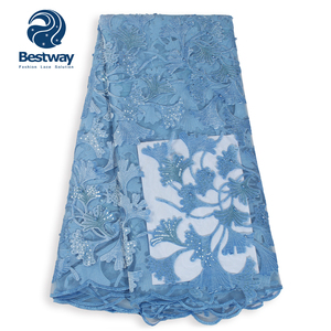 Bestway lace high quality embroidered Velvet lace fabric beaded