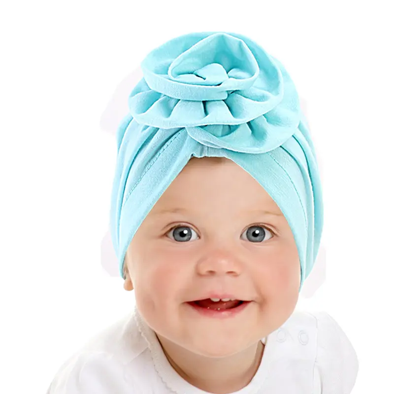 New Arrival Girl Elegant Rose Flower Turban Kids Gift Chemo Cap 3D Flower Cotton Head wrap For Kids K-01