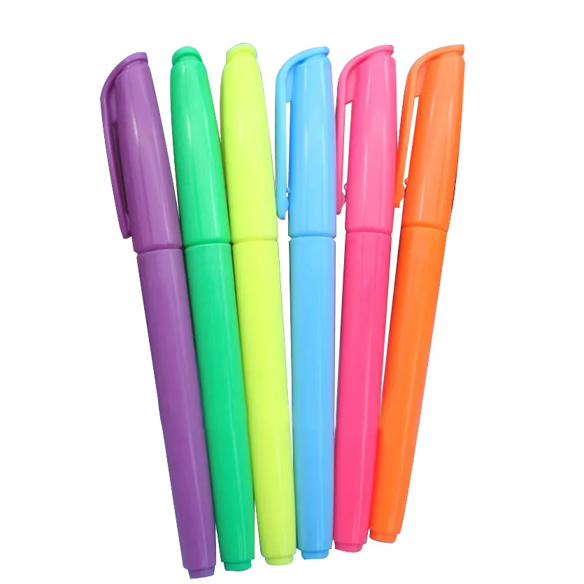 Highlighter fluorescent marker pens with 6mm chisel tips