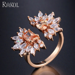 RAKOL RP244 Anelli Quadrati Placcati <span class=keywords><strong>Oro</strong></span> per Donne, Gioielli Personalizzati per Matrimoni, Fidanzamenti e Feste alla Moda - Product Image 5
