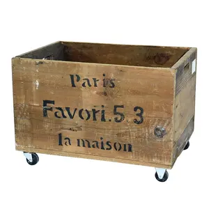 Rustic Wooden Storage Bin Crate mit Wheels Vintage Farmhouse Decor - Large