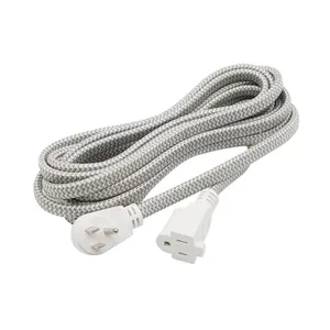 Fabric Braided 12 Feet Extension Cord With 3 Prong Plug SPT-3 Air Conditioner Cord