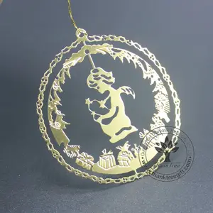 unique flat etched ornament with angel silhouette for Christmas tree ornament