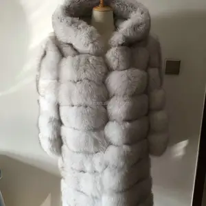 Manteau de fourrure de renard gris foncé pour femme, nouveau Design, hiver 2019