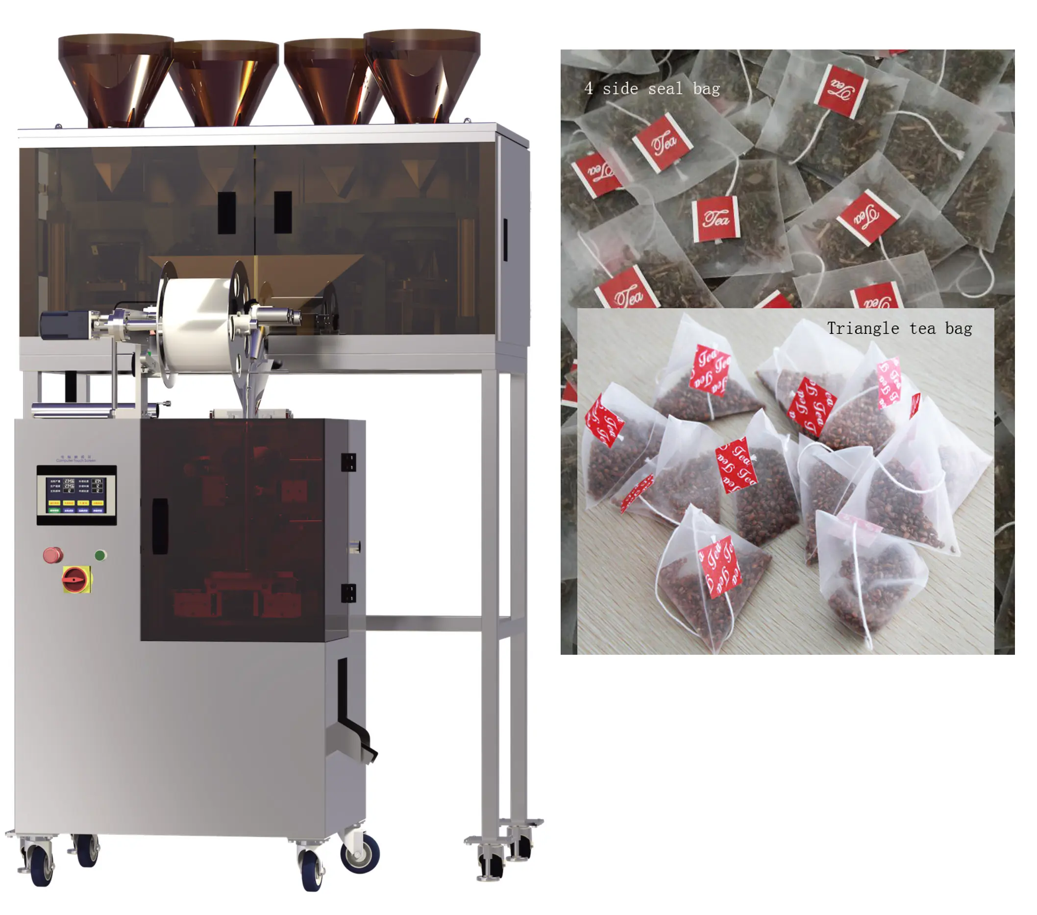 Машина для изготовления треугольных чайных пакетиков, упаковочная машина для фильтрованной бумаги, чайных пакетиков, травяных/цветочных чайных пакетов