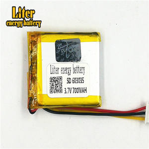 Plug <strong>2</strong>,5 P <strong>3</strong>,7 603035 700 mAh rechargeable LiPo battery solar rechargeable lithium-ion polymer lithium battery PCM - Product Image 2