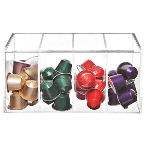 Boîte de rangement moderne en acrylique transparent avec couvercle à charnière, support à capsules à un seul niveau/organisateur de sachets de thé, OEM/ODM bienvenus - Product Image 2