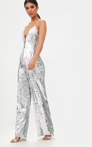 Moda Senza Maniche Sexy Profondo Scollo A V Elegante Donne di Forma Fisica di <span class=keywords><strong>Argento</strong></span> Con Paillettes <span class=keywords><strong>Tuta</strong></span> - Product Image 2