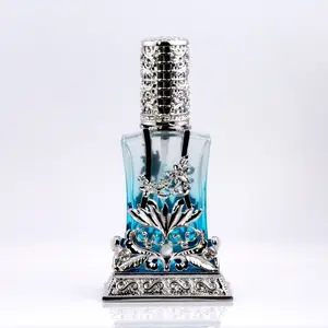 MUB custom concept design series 50ml 100ml middle east metal perfume bottle with blue flower