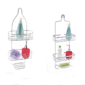 FIRST HORSE All-in-one Chrome Plated Hanging Shower Organizer 2 Tiers Hollow Grid Design <strong>Bath</strong> Shower <strong>Shelf</strong> - Product Image 3