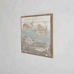 Mayco Casa, regalo de madera Retro náuticas Shabby Chic costera playa de madera de pescado colgante de pared decoración arte