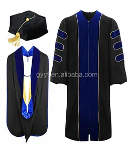 PHD Tam Doctoral Graduation Gown Royal Blue Trim Gold Piping