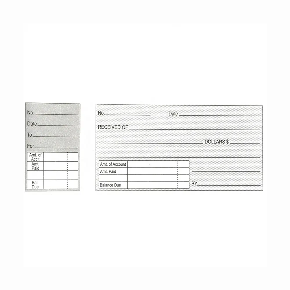 Custom 3X8 inch Money Receipt 50 Sheets Book with Instant Copy Stub 2 Pack for Restaurant and Hotel