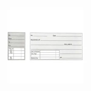 Custom 3X8 inch Money Receipt 50 Sheets Book with Instant Copy Stub 2 Pack for Restaurant and Hotel