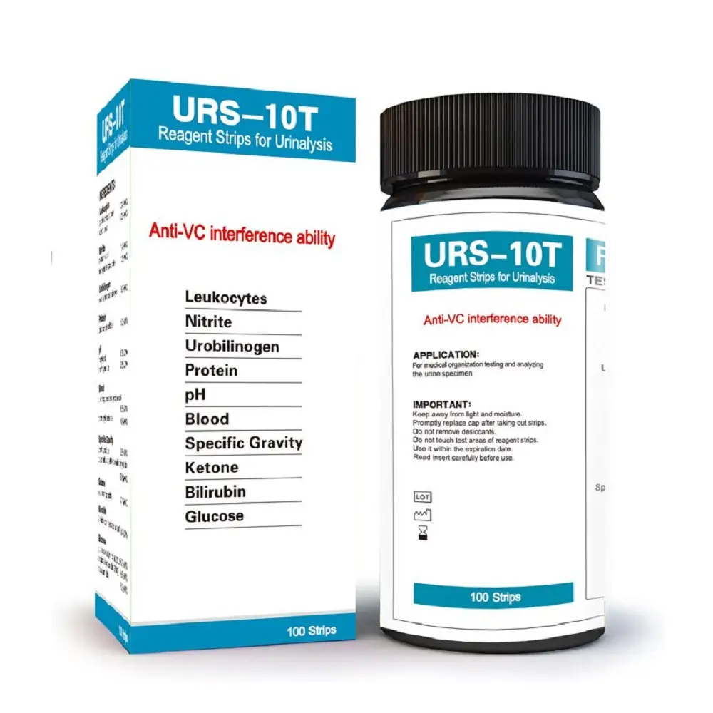 URS-10T tiras de teste de urinalysis de 10 parâmetros, tiras de teste de urina, glicose teste, ketone, ph, proteína, sangue, sg