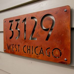 Laser Cut Outdoor <strong>Rusted</strong> Metal Signs <strong>House</strong> <strong>Number</strong> - Product Image 3
