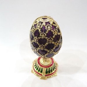 Nuevo Joyero de Aleación de Peltre Color Morado, Moderno, con Esmalte, Cristal y Baño de Oro, Estilo Fabergé - Product Image 5