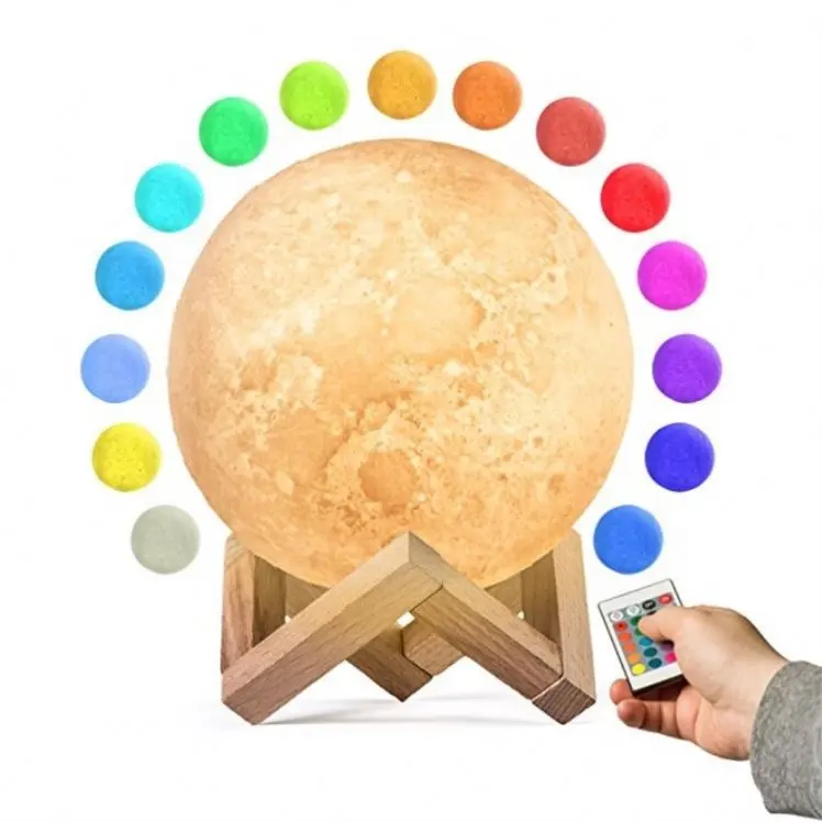 Led moon light New Design Plastic 16 Colors Remote Control Led 3d Moon Lamp 15cm moon shaped lamp for kids gifts