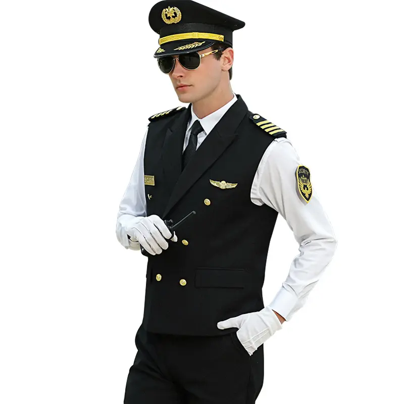 Double Breasted fastening uniform vest Assured men's waistcoat security uniform custom clothing