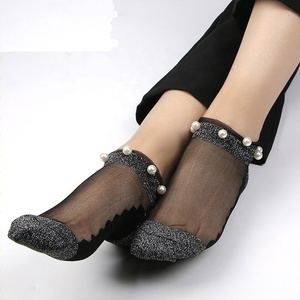 Calcetines Cortos De Seda Cristal Summer Crystal Silk Ankle Short <strong>Socks</strong> Transparent Pearl Lace Wholesale Girls <strong>Boot</strong> Custom <strong>Socks</strong> - Product Image 5