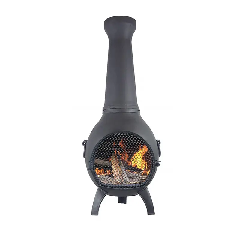 テラコッタchiminea Prairie Wood Burning ChimineaでCharcoal