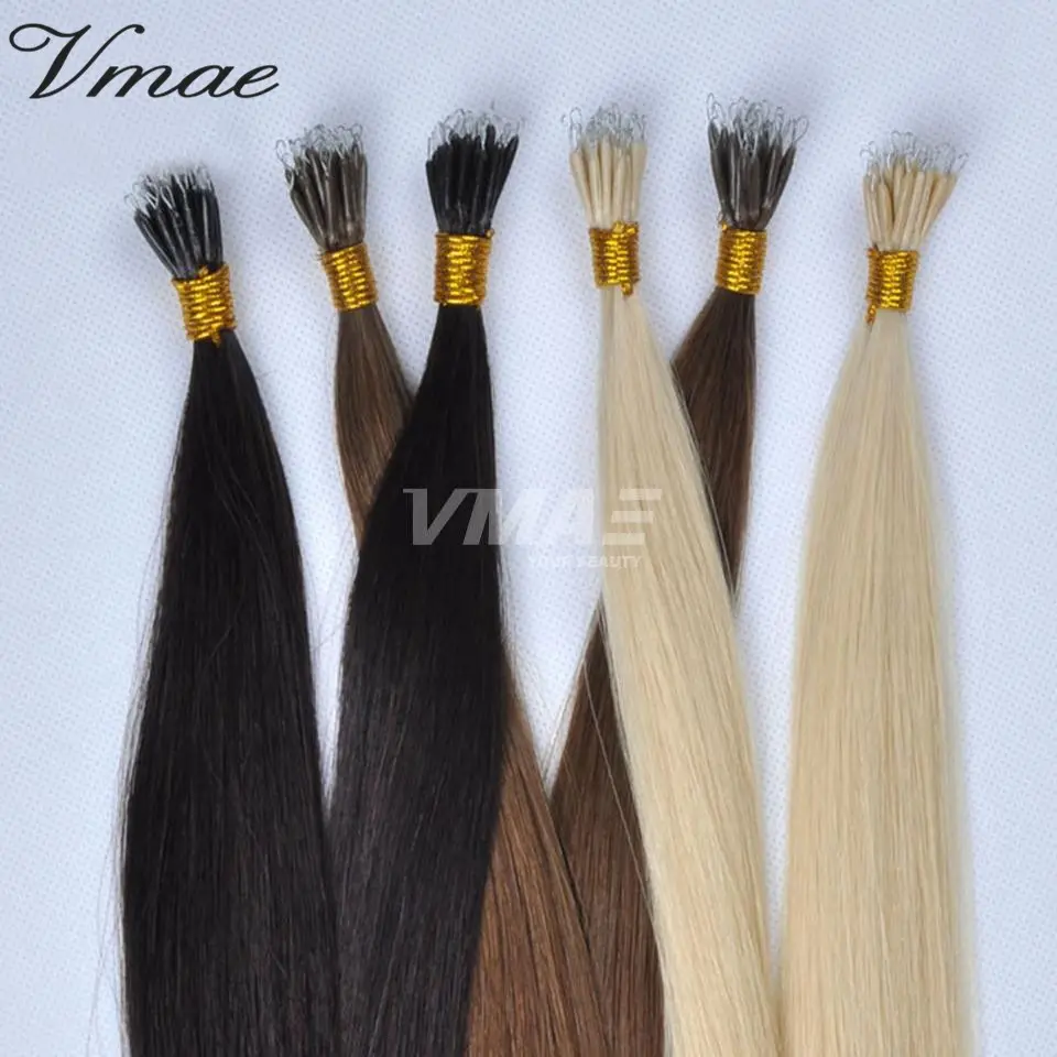 VMAE Brazilian European Natural 1g/Strang Raw Virgin Straight Haarteil Stick Tip Nano Ring Echthaar verlängerungen