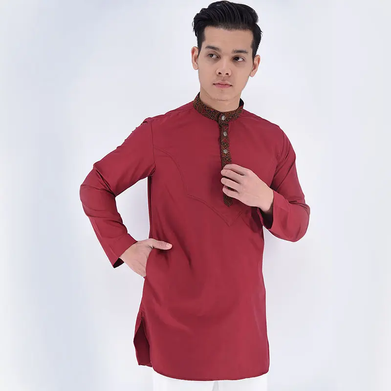 Großhandel islamische Kleidung Como Crêpe Kurta Designs für Männer Muslime