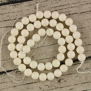 OB098 Natural Cream White ivory bone round beads